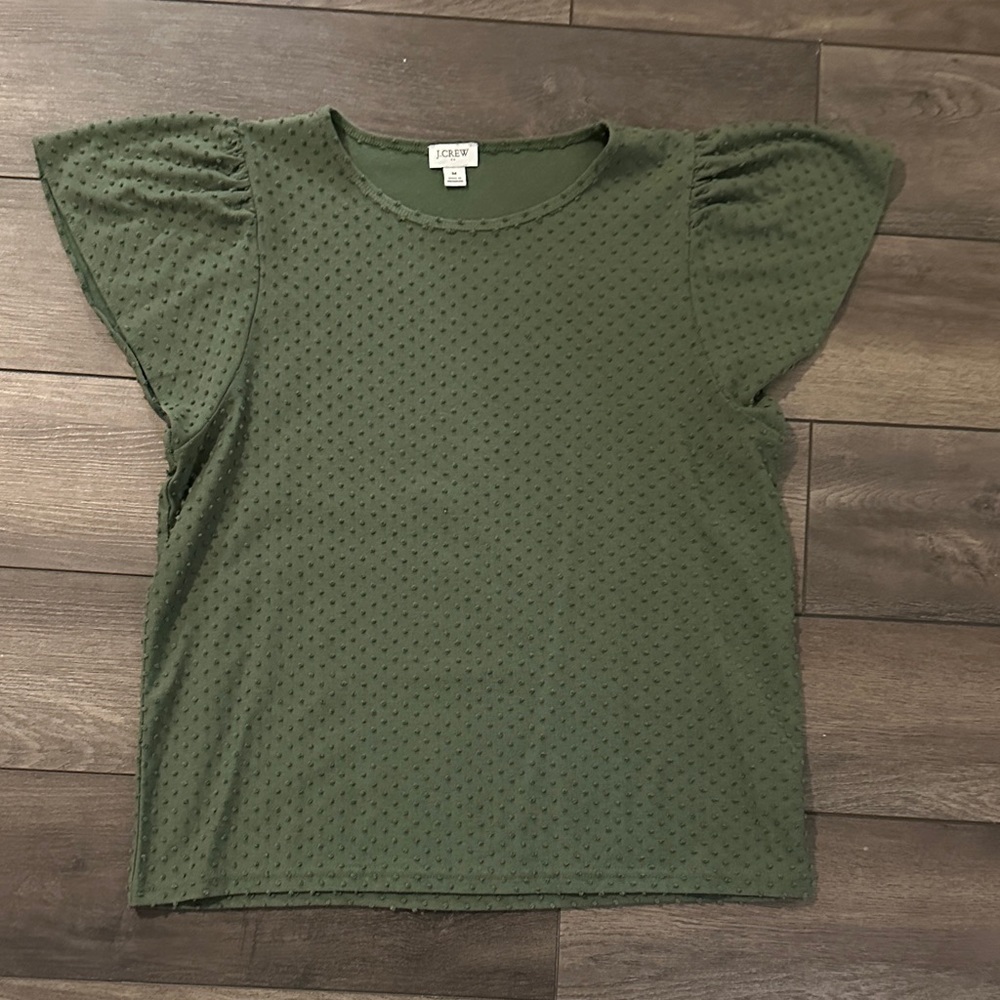 J. Crew Olive Short Sleeve Textured Tee